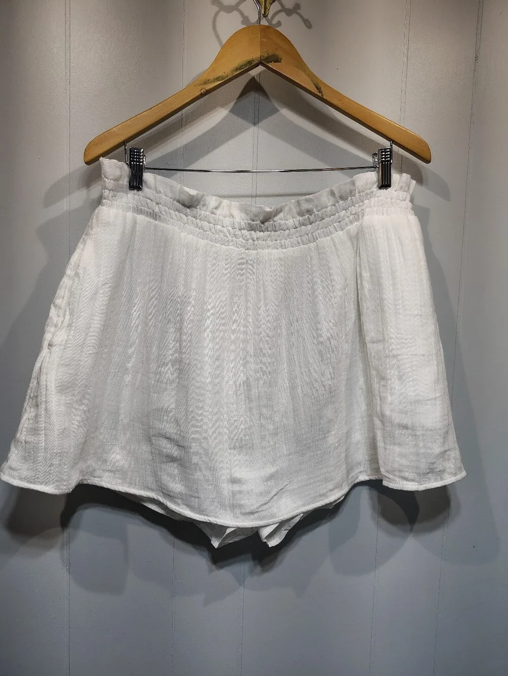 Old Navy Cotton Crinkle Gauze Ruffle Mini Skort Large L White NWOT